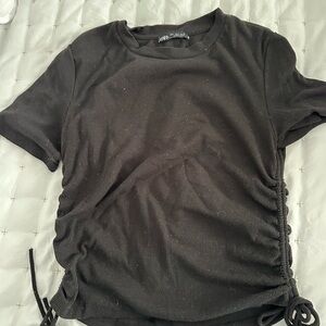 Zara Black Ruched Side Women Top